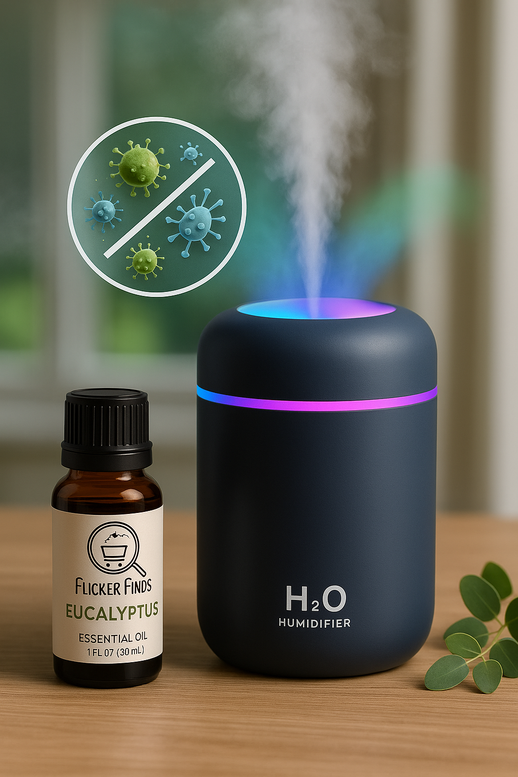 Cool‑Mist Humidifier + Eucalyptus Essential Oil Combo